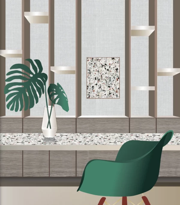 Adhesif Recyclable Terrazzo Beige Gris