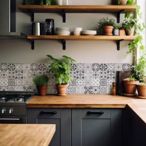 Adhésif Cuisine Grand Format Sans PVC Carreaux de ciment