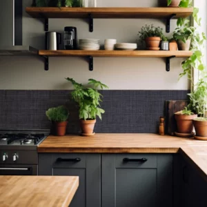 Adhésif Cuisine Grand Format Sans PVC Lin anthracite