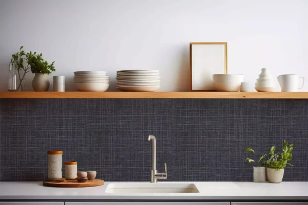 Adhésif Cuisine Grand Format Sans PVC Lin anthracite
