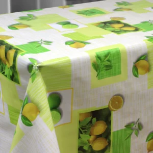 Toile Cirée Qualité Supérieure Grande Largeur Citron Jaune Citron Vert OEKO TEX Sur FONTLYSHOP.COM
