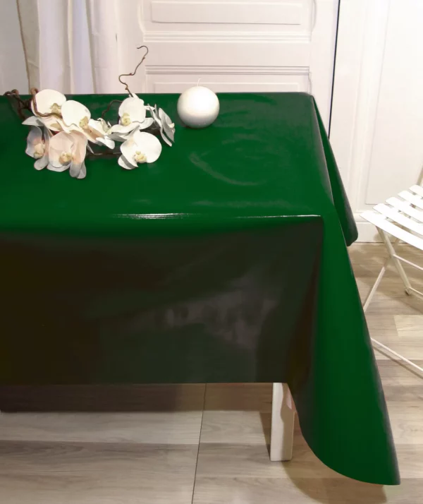 Toile cirée Noel luxe unie brillante Vert Sapin Sur FONTLYSHOP.COM