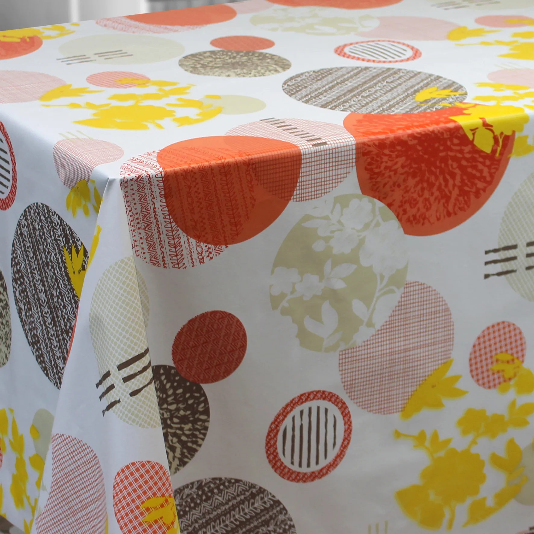 Nappe Cirée Antitache ALGARVE Orange - Largeur 140 Cm, Style Méditerranéen, Neuve Avec étiquettes