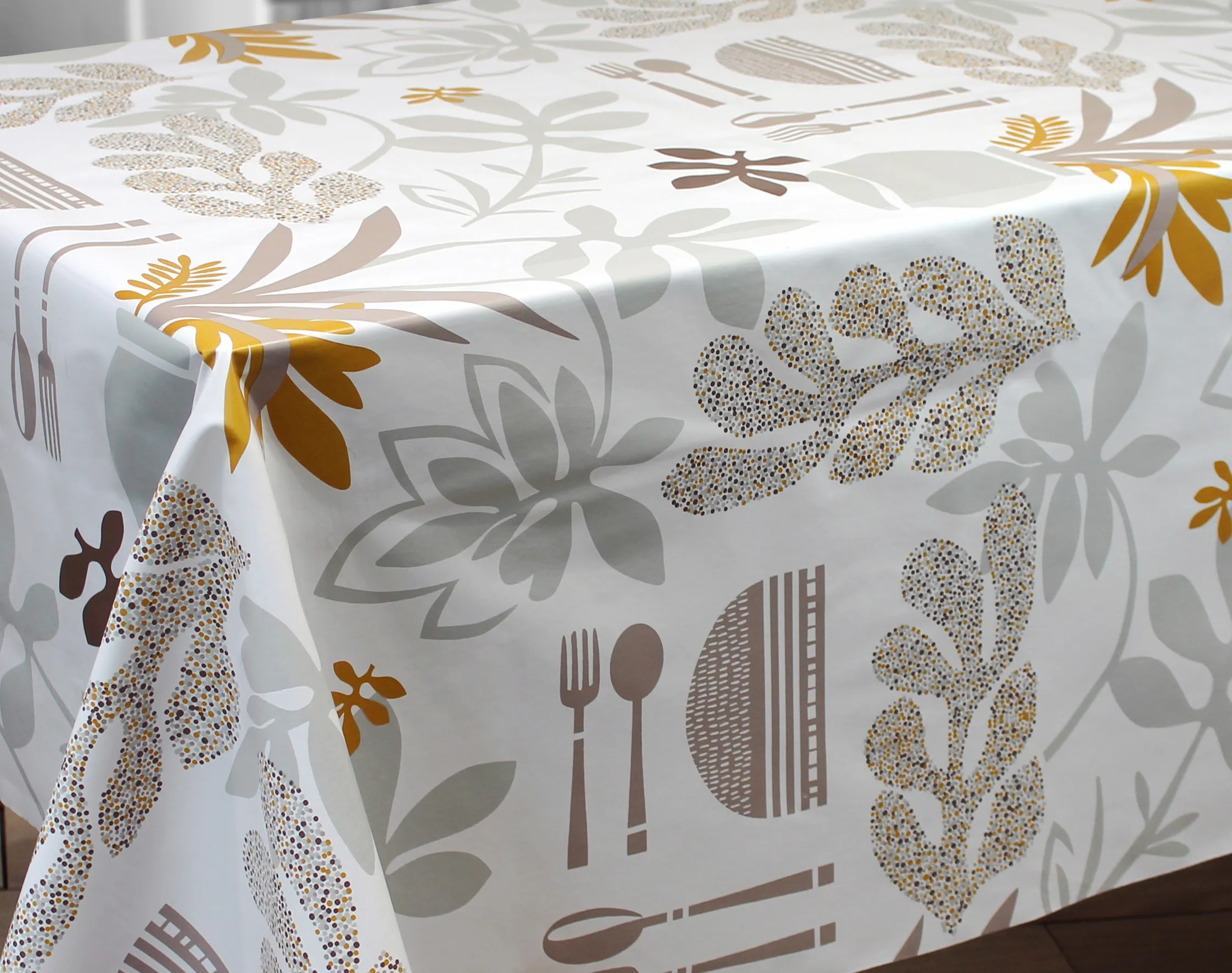 Morbuy Nappe Anti Tache Rectangulaire/Carrée, Imperméable Étanche à L'Huile 3D Imprimé Couverture De Table Pour Ménage Cuisine Jardin Picnic Exterieur (Jaunes Feuilles Tropicales,140x140cm