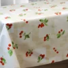 Toile Cirée Grande Largeur Cerises Rouges Fond Beige Sur FONTLYSHOP.COM