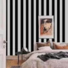 Décoration murale adhésive “Stripes Rayures Noir Blanc” SANS PVC – rouleau 53x499cm
