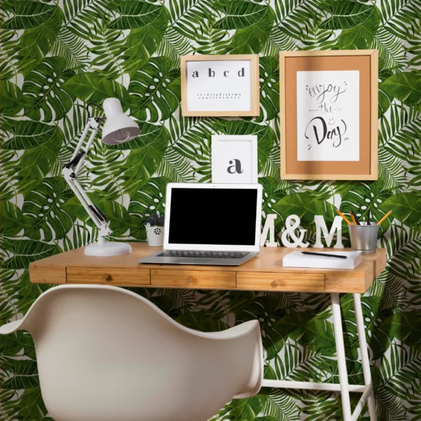 Décoration murale adhésive “Leaves Feuillage Vert” SANS PVC – rouleau 53x499cm