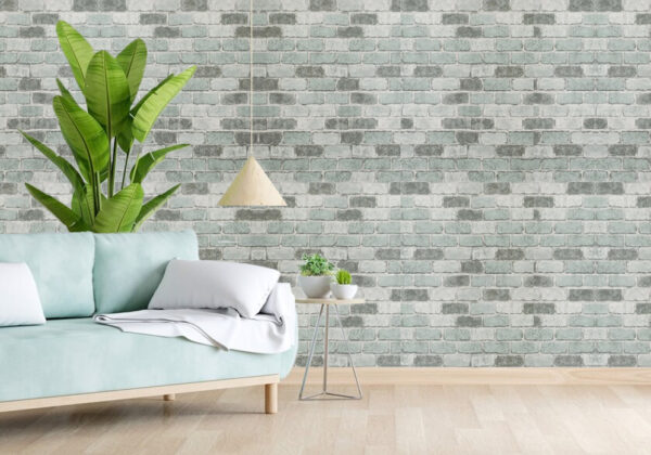 Décoration murale adhésive "Bricks Gris Bleu" SANS PVC - rouleau 53x499cm