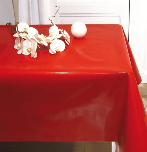 Toile Cirée Épaisse Laque Unie Rouge Passion Brillante FONTLYSHOP