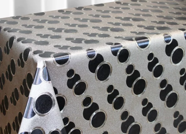 Nappe Qualité Luxe Bulles Argent Noir Sur FONTLYSHOP.COM