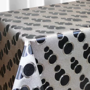 Nappe Qualité Luxe Bulles Argent Noir Sur FONTLYSHOP.COM