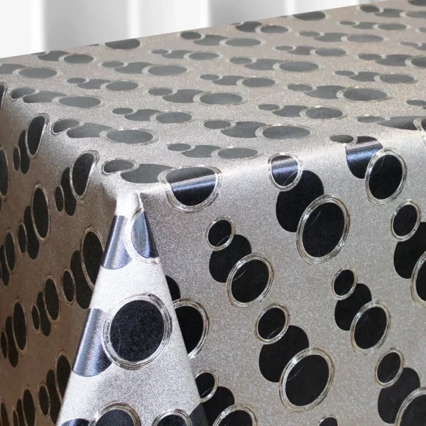 Nappe Qualité Luxe Bulles Argent Noir Sur FONTLYSHOP.COM