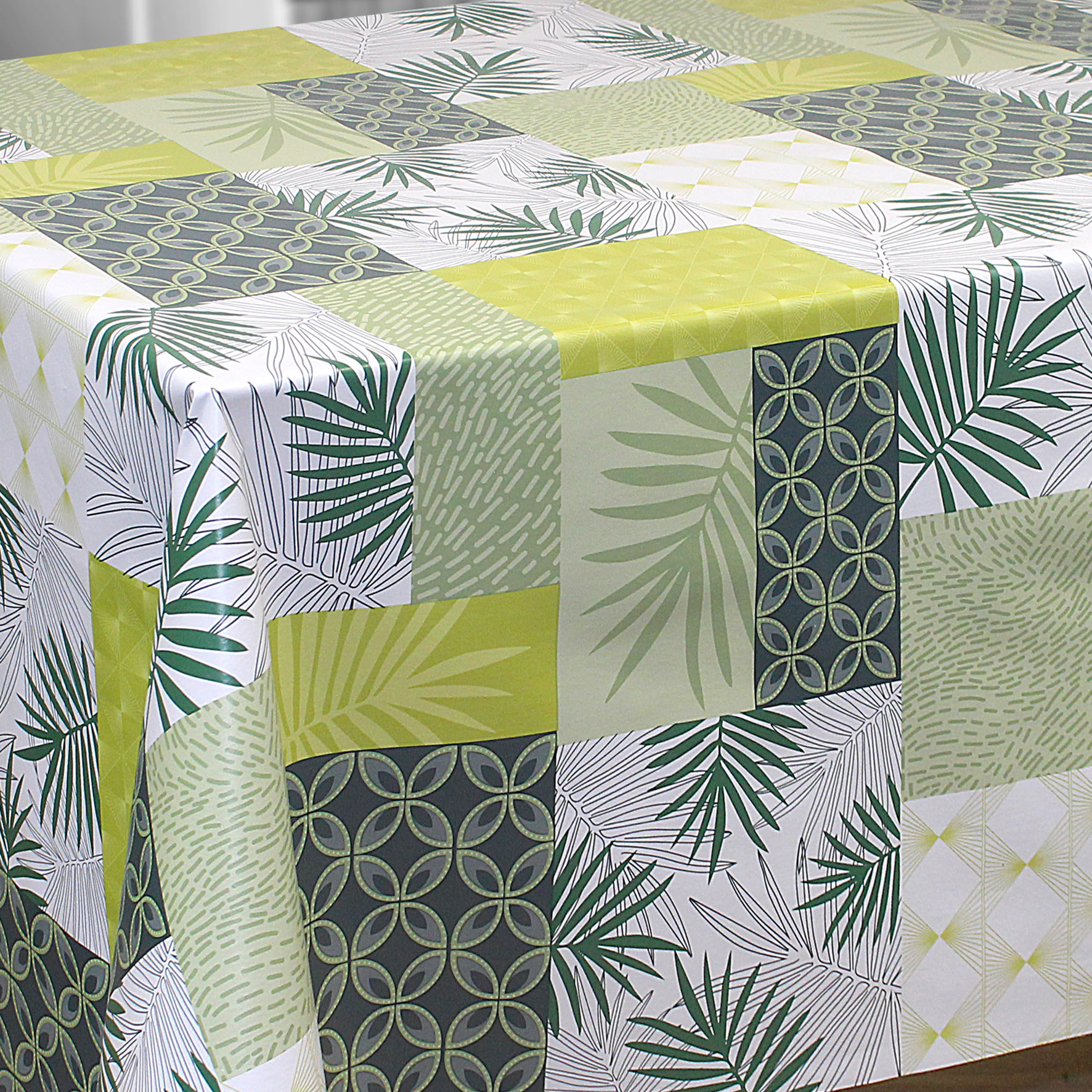 Nappe De Table Toile Cir E Pvc Vita Patchwork Vert Tendre Largeur Cm Fontlyshop