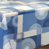 Nappe de table toile cirée PVC Vita "Rosace Blanche Bleu Roi" - Largeur 140cm