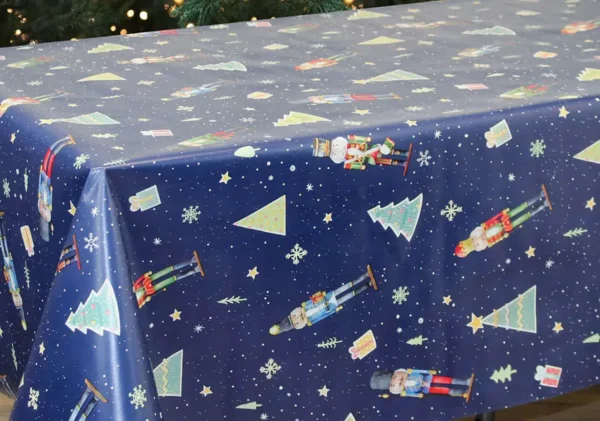 Nappe de table toile cirée PVC Sale & Pepe "Lutins Fond Bleu" - Largeur 140cm