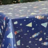 Nappe de table toile cirée PVC Sale & Pepe "Lutins Fond Bleu" - Largeur 140cm