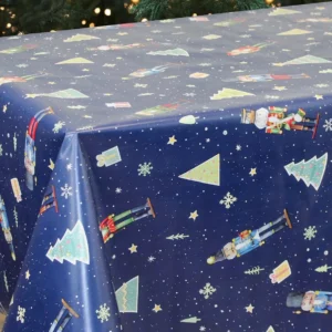 Nappe de table toile cirée PVC Sale & Pepe "Lutins Fond Bleu" - Largeur 140cm