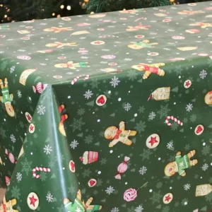 Toile Cirée De Noël Qualité Supérieure Petits Biscuits Vert Sapin