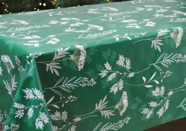 2001400N343-3-1 Ombrella Beige Fond Vert Toile Cirée De Noël Qualité Supérieure Labellisée OEKO TEX Sur FONTLYSHOP.COM