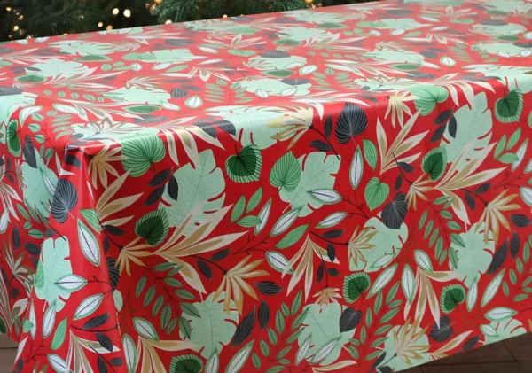 Nappe de table toile cirée PVC Sale & Pepe "Pampa Rouge Vert" - Largeur 140cm