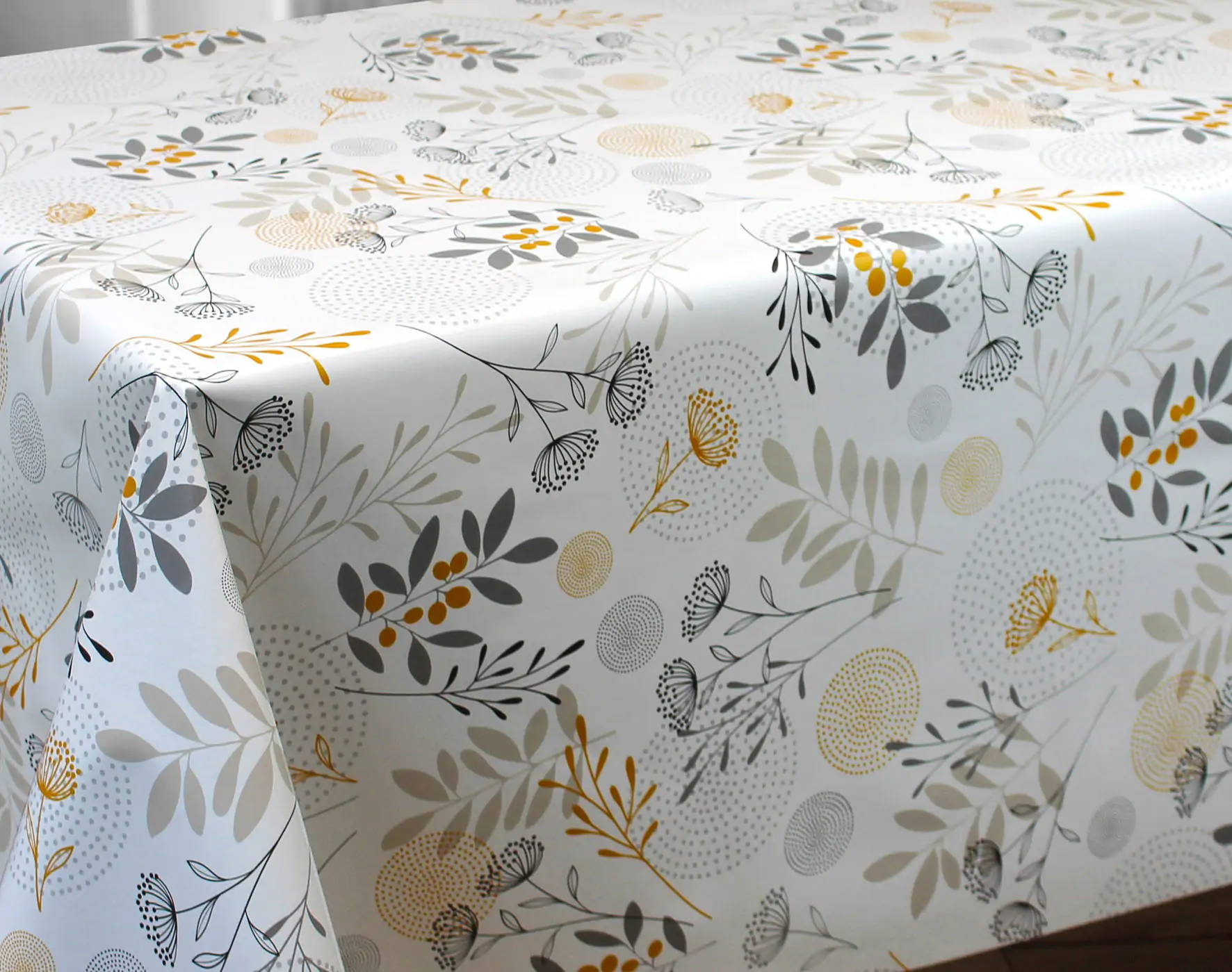 Nappe Carrée Vinyle Vert - 90x90 Cm, Motif Floral (neuf Avec étiquettes)