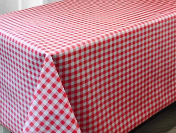 Nappe en toile cirée PVC Bellissima Carreaux Vichy Rouge Sur www.fontlyshop.com