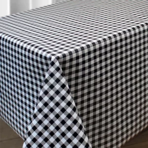Nappe en toile cirée PVC Bellissima Carreaux Vichy Noir Sur www.fontlyshop.com