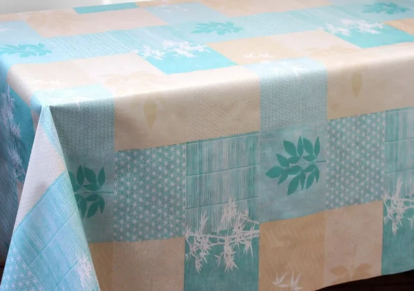 Nappe en toile cirée PVC Bellissima Bamboo Bleu