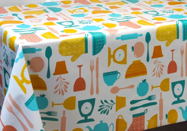 Nappe en toile cirée PVC Bellissima Top Chef Turquoise