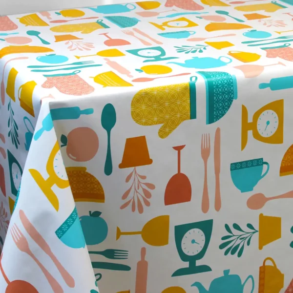 Nappe en toile cirée PVC Bellissima Top Chef Turquoise