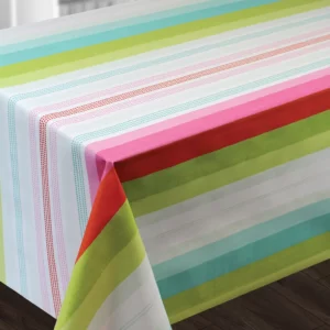 Nappe Toile Cirée TEXT'STYLE Rayures Arc En Ciel Souple Et Légère Esprit Basque sur www.fontlyshop.com
