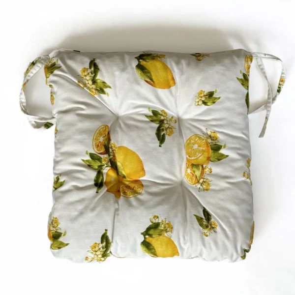 Coussin Galette De Chaise Epais Rembourré Capitonné En Coton Imrimés Citron Fond Blanc FONTLYSHOP