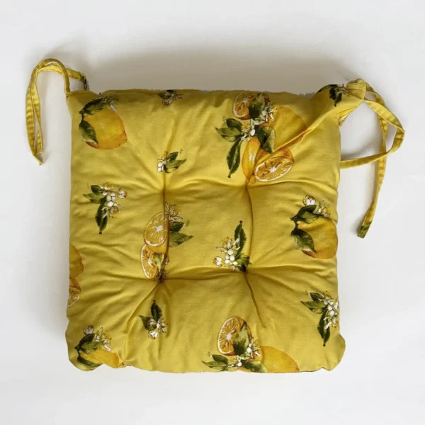 Coussin Galette De Chaise Epais Rembourré Capitonné En Coton Imprimé Citron Fond Jaune FONTLYSHOP