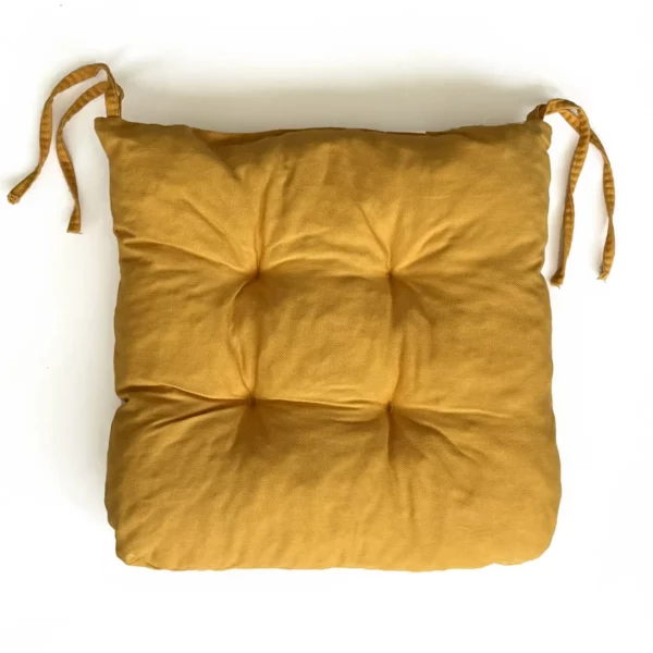 Coussin Galette De Chaise Rembourré Capitonné Uni Jaune FONTLYSHOP