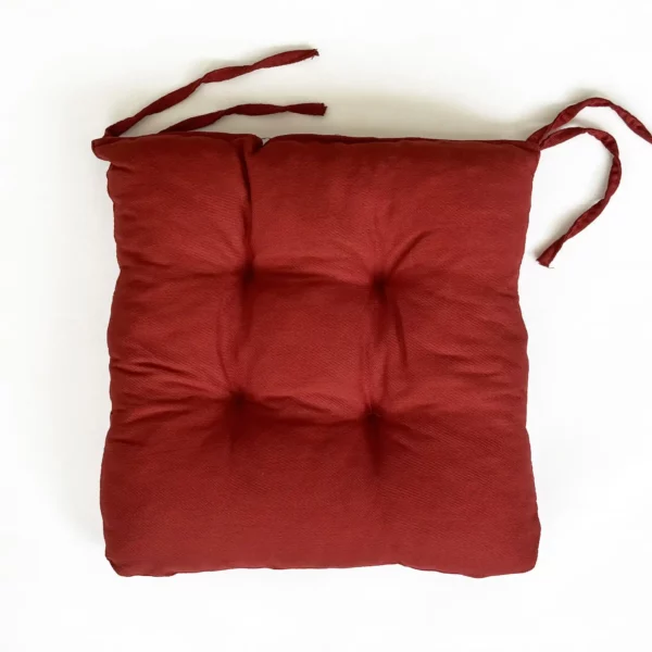 Coussin Galette De Chaise Rembourré Capitonné Uni Rouge Terracotta FONTLYSHOP