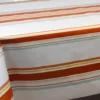 Nappe en toile cirée PVC Bellissima Guéthary Basque Rayures Orange et Vert fond Blanc Sur FONTLYSHOP.COM