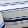 Nappe en toile cirée PVC Bellissima Guéthary Basque Rayures BleuFond Blanc Sur FONTLYSHOP.COM