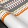 Nappe en toile cirée PVC Bellissima Guéthary Basque Rayures Gris Orange Fond Blanc Sur FONTLYSHOP.COM