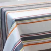 Nappe en toile cirée PVC Bellissima Guéthary Basque Rayures Gris Orange Fond Blanc Sur FONTLYSHOP.COM