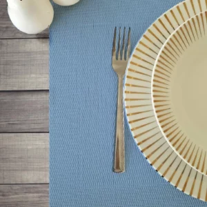 Set De Table Faux Uni Bleu Glacier FONTLYSHOP PVC Tissé