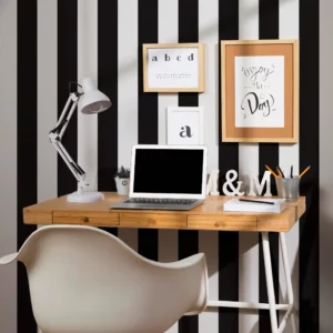Adhésif Sans PVC Papier peint autocollant Rayure noir blanc