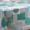 Nappe de table toile cirée PVC Vita grande largeur "Lines Bleu Turquoise" - Largeur 160cm