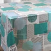 Nappe de table toile cirée PVC Vita grande largeur "Lines Bleu Turquoise" - Largeur 160cm