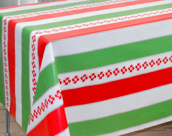 Toile Cirée Croix Basque Rouge Vert FONTLYSHOP Qualité Supérieure