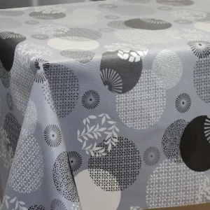 Toile Cirée Gaufrée Elégancia Aspect Textile PRIMAVERA GRIS Qualité Européenne Supérieure FONTLYSHOP