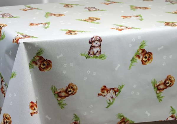 Toile Cirée Petits Chiots Qualité Européenne OEKO TEX FONTLYSHOP.COM