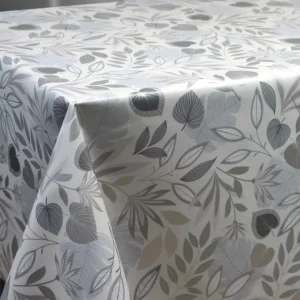 Toile Cirée Qualité Supérieure Grande Largeur 160 CM Pampa Gris Argent Fond Crème fontlyshop.com