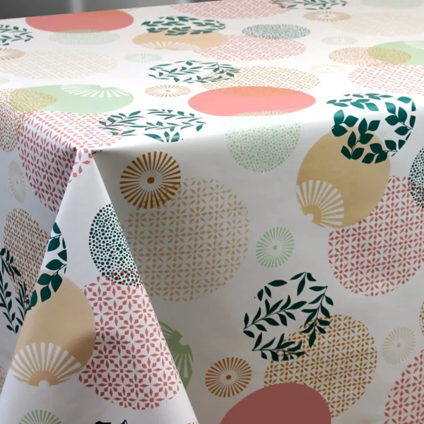 Nappe en toile cirée PVC Grande Largeur 160 cm Primavera Vert FONTLYSHOP.COM Labellisée OEKO TEX