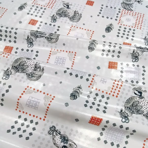 Nappe Toile Cirée De Pâques Pas Cher Sur FONTLYSHOP.COM Poule Et Cocotte Rouge Noir