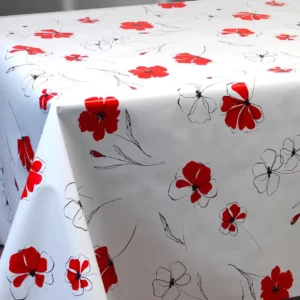 Nappe Toile Cirée Grande Largeur 160 cm Pas Cher Sur FONTLYSHOP.COM Coquelicots Rouges